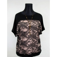 Bluzka kimono z delikatnym koronkowym przodem